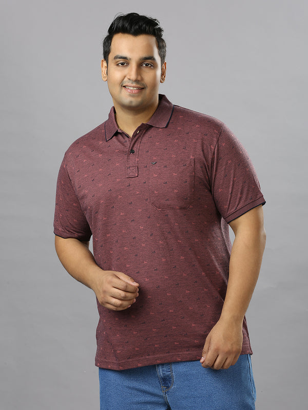 Men's plus size all over self print design Plum T-shirt - XMEX Clothing