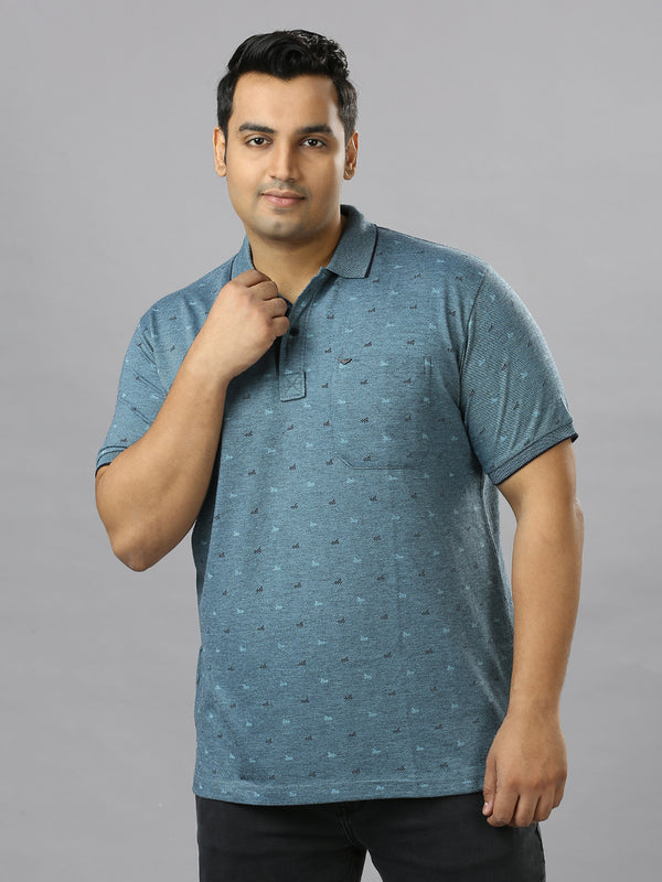 Men's plus size all over self print design Sky Blue T-shirt - XMEX Clothing