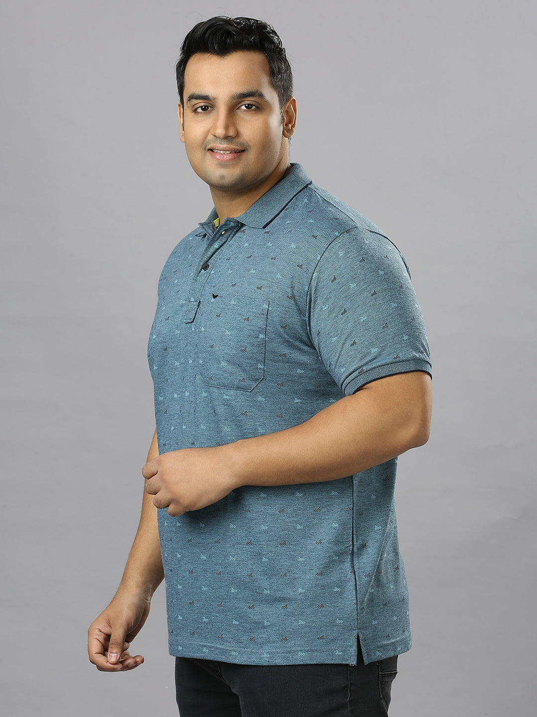 Men's plus size all over self print design Sky Blue T-shirt - XMEX Clothing
