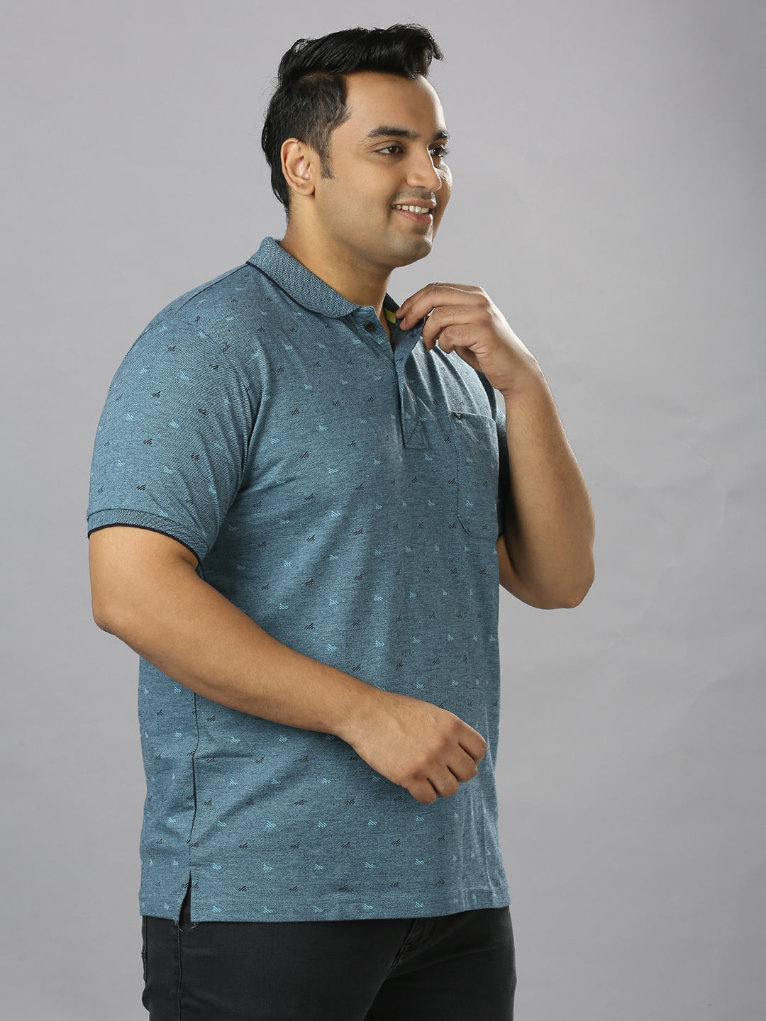 Men's plus size all over self print design Sky Blue T-shirt - XMEX Clothing