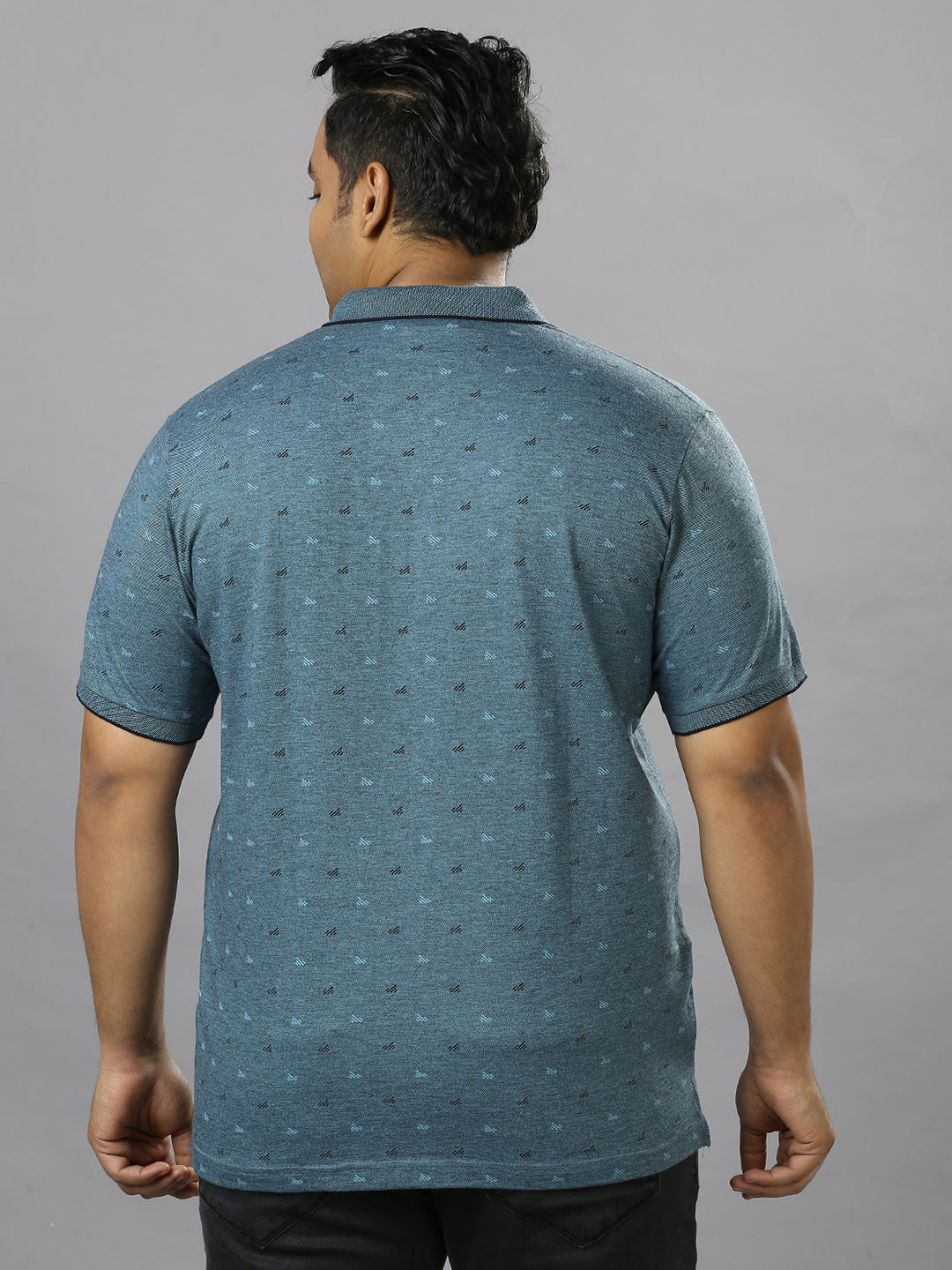 Men's plus size all over self print design Sky Blue T-shirt - XMEX Clothing
