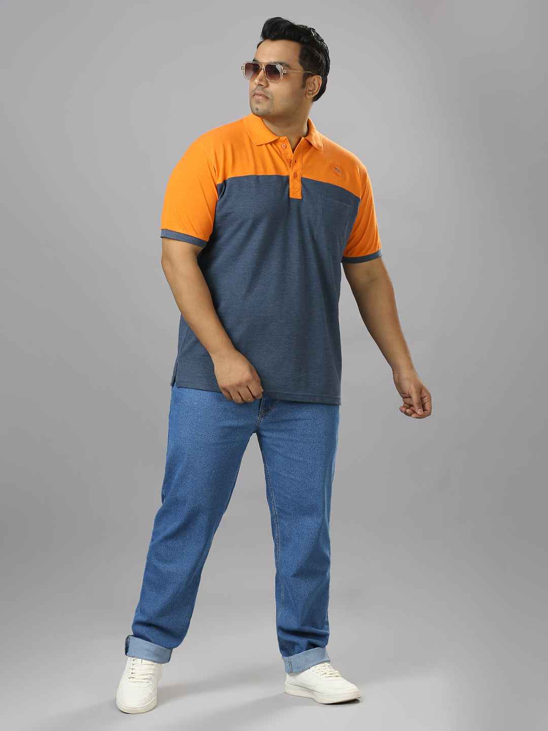 Men's Plus Size cut & sew Orange T-shirt