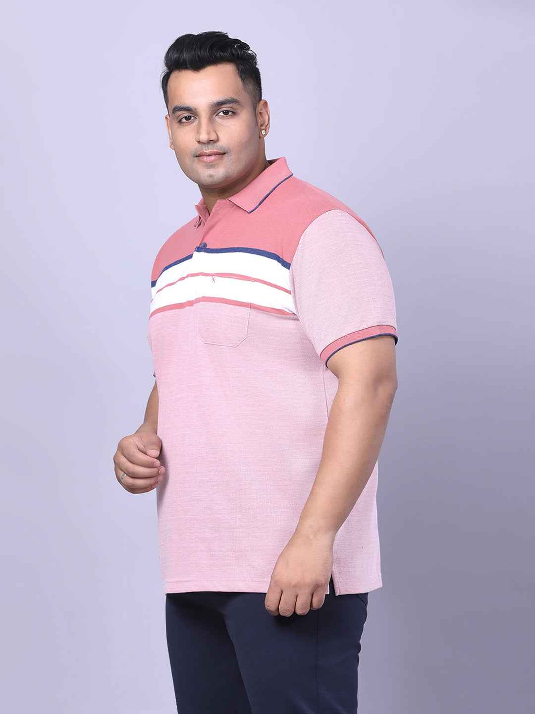 Men’s Plus Size Pink Striped T-shirt