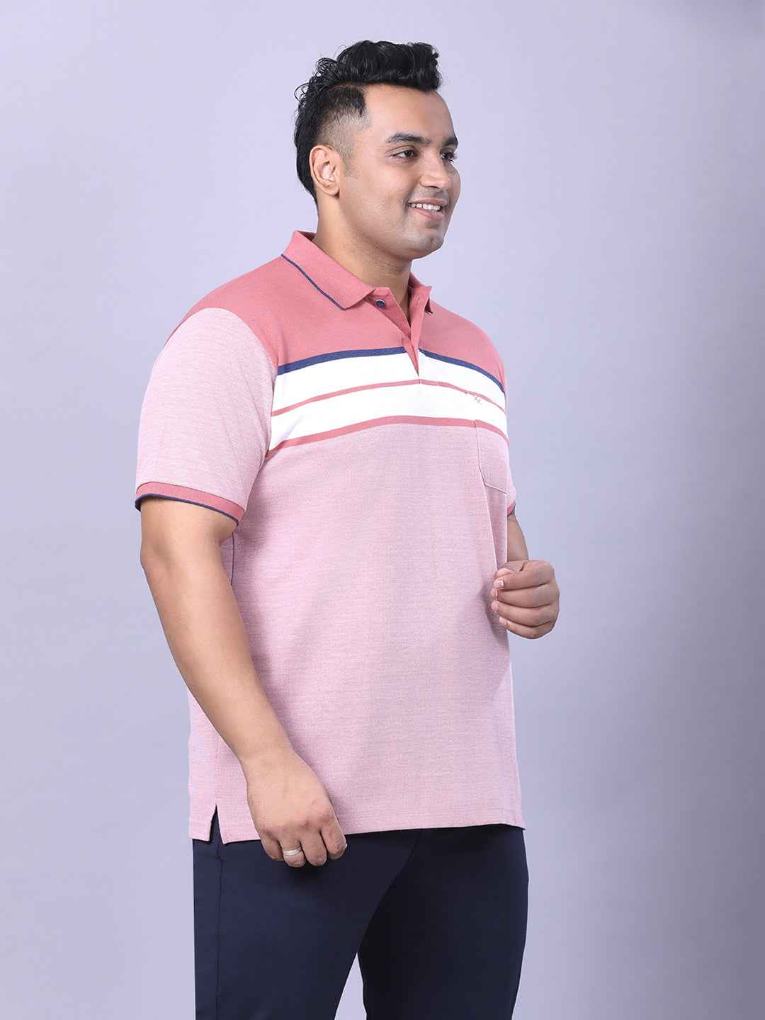 Men’s Plus Size Pink Striped T-shirt