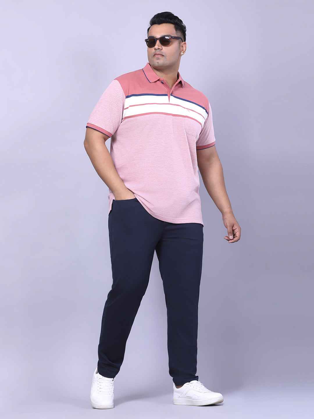 Men’s Plus Size Pink Striped T-shirt
