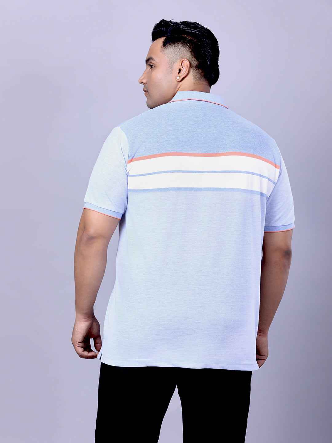 Men’s Plus Size Sky Blue Striped T-shirt