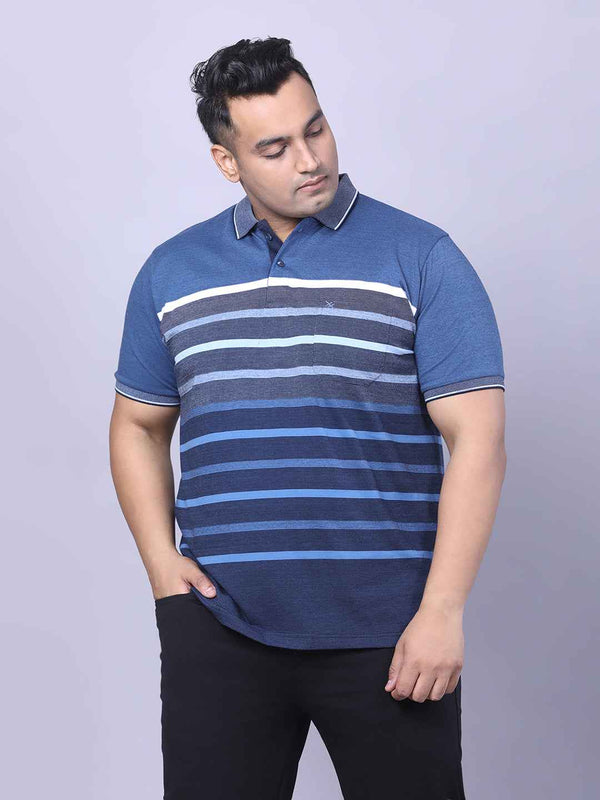Men’s Plus Size Blue Striped T-shirt