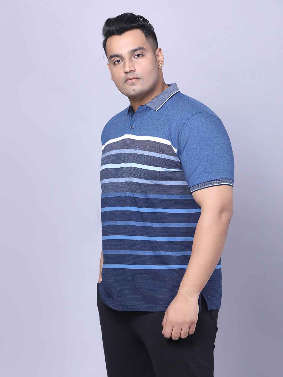 Men’s Plus Size Blue Striped T-shirt