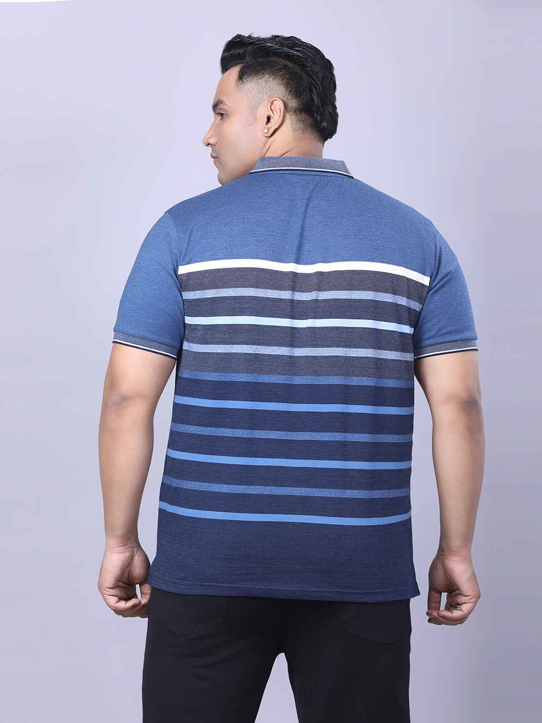 Men’s Plus Size Blue Striped T-shirt