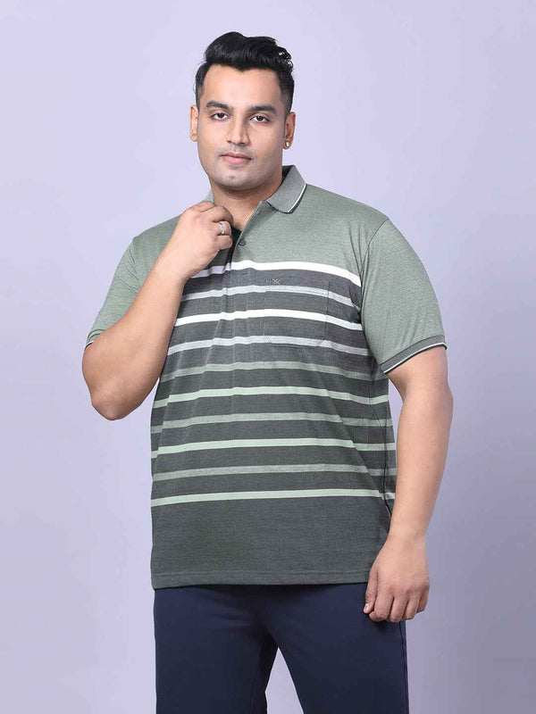 Men’s Plus Size Olive Striped T-shirt