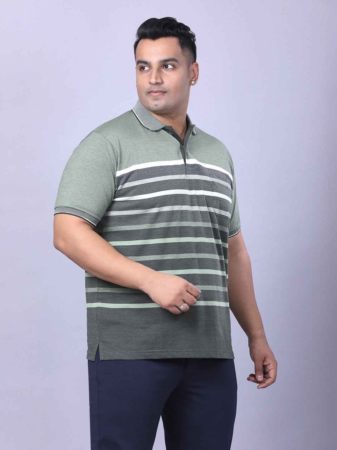 Men’s Plus Size Olive Striped T-shirt