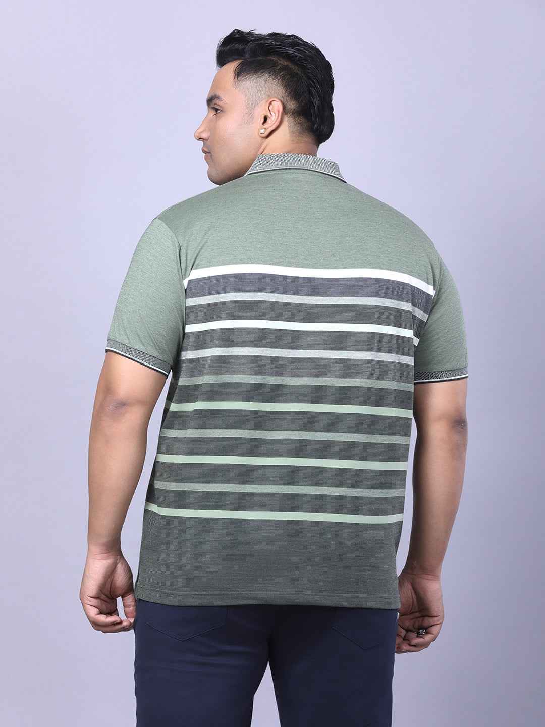 Men’s Plus Size Olive Striped T-shirt