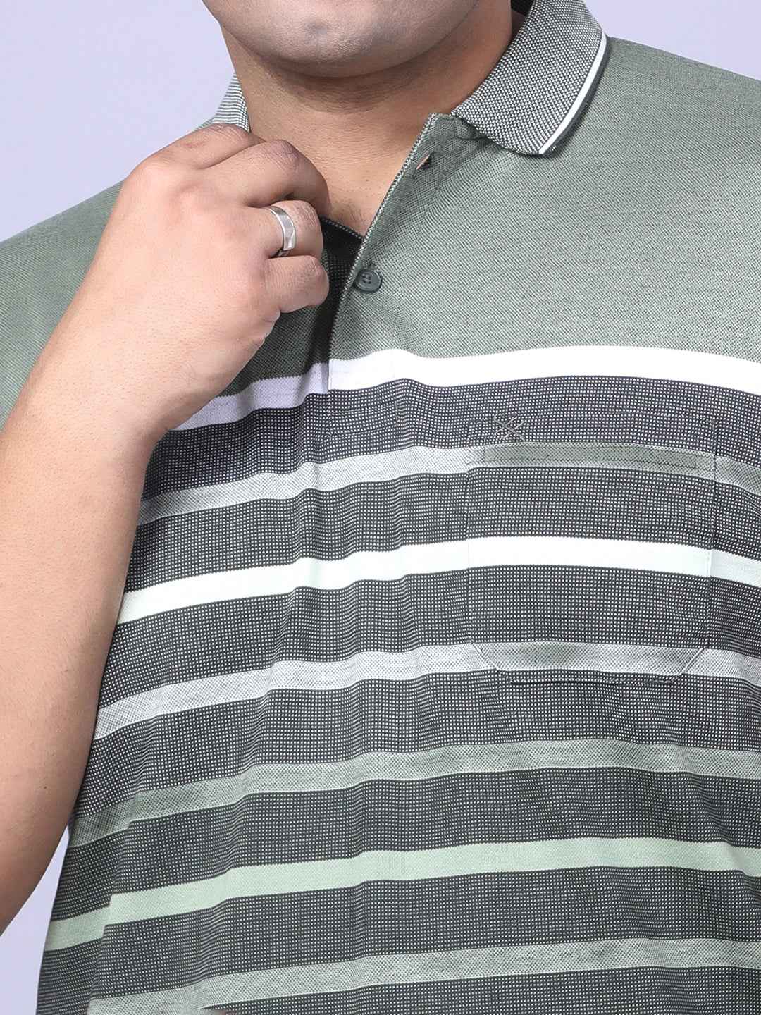 Men’s Plus Size Olive Striped T-shirt