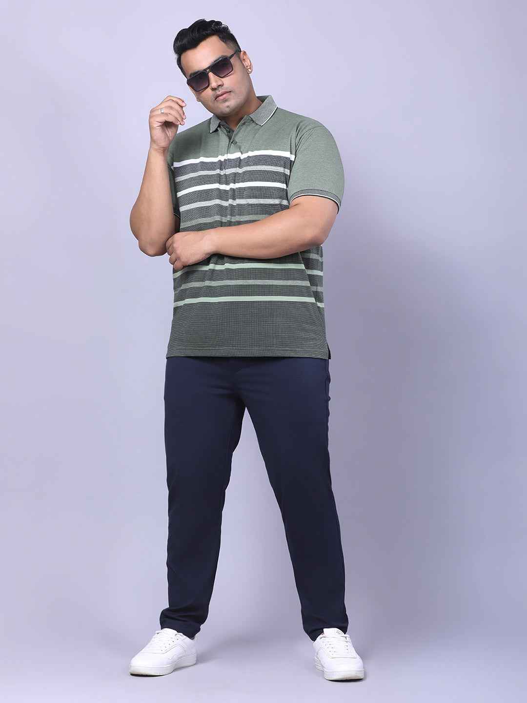 Men’s Plus Size Olive Striped T-shirt