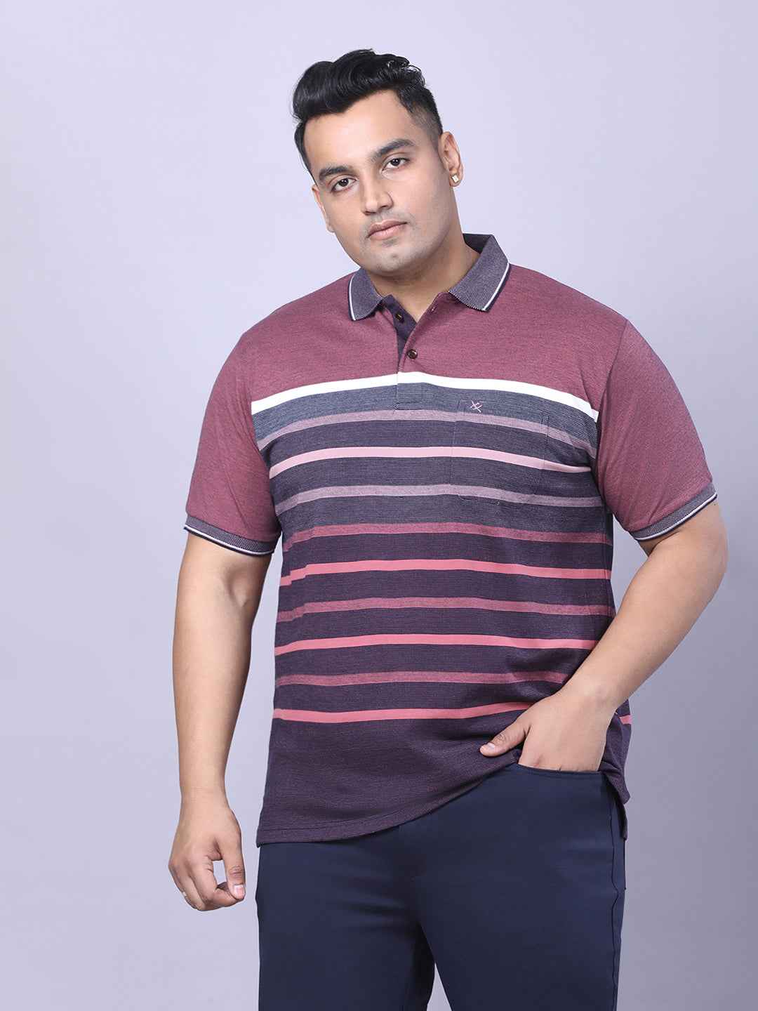 Men’s Plus Size Plum Striped T-shirt