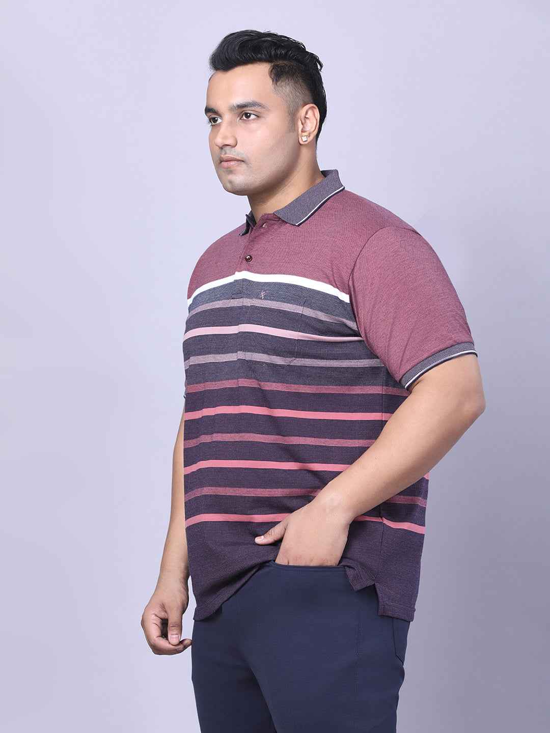 Men’s Plus Size Plum Striped T-shirt