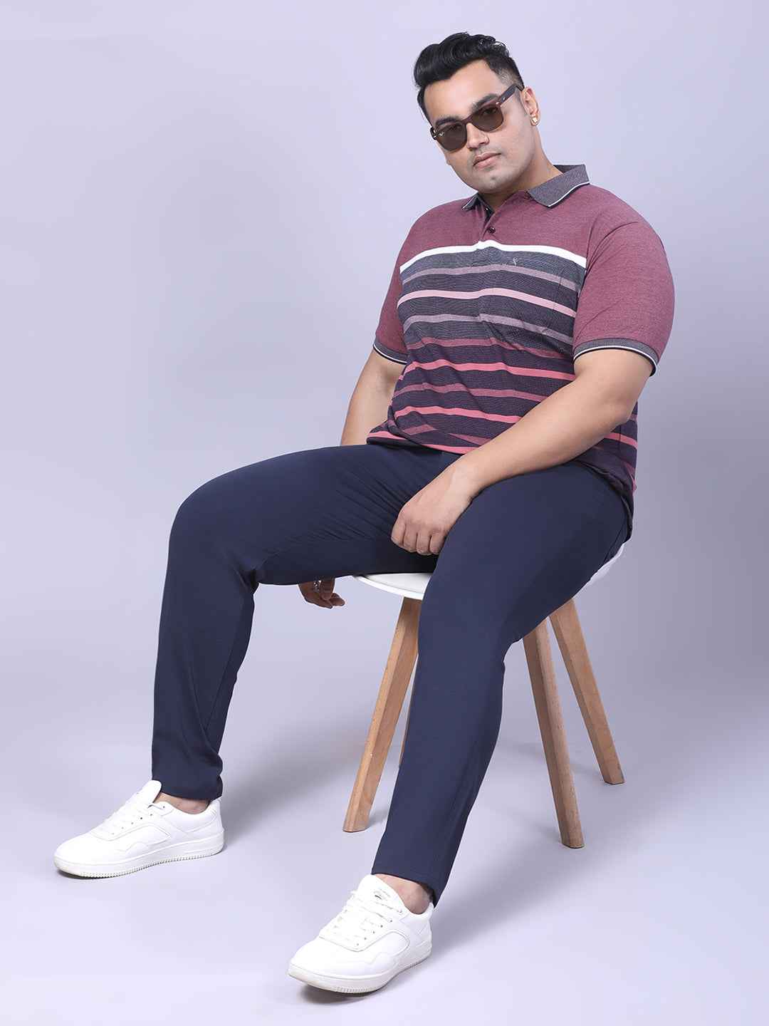 Men’s Plus Size Plum Striped T-shirt