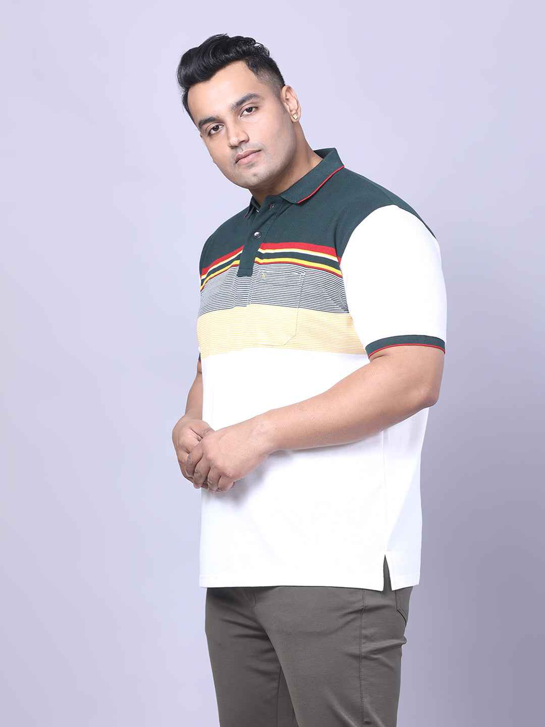 Men’s Plus Size Green Striped T-shirt