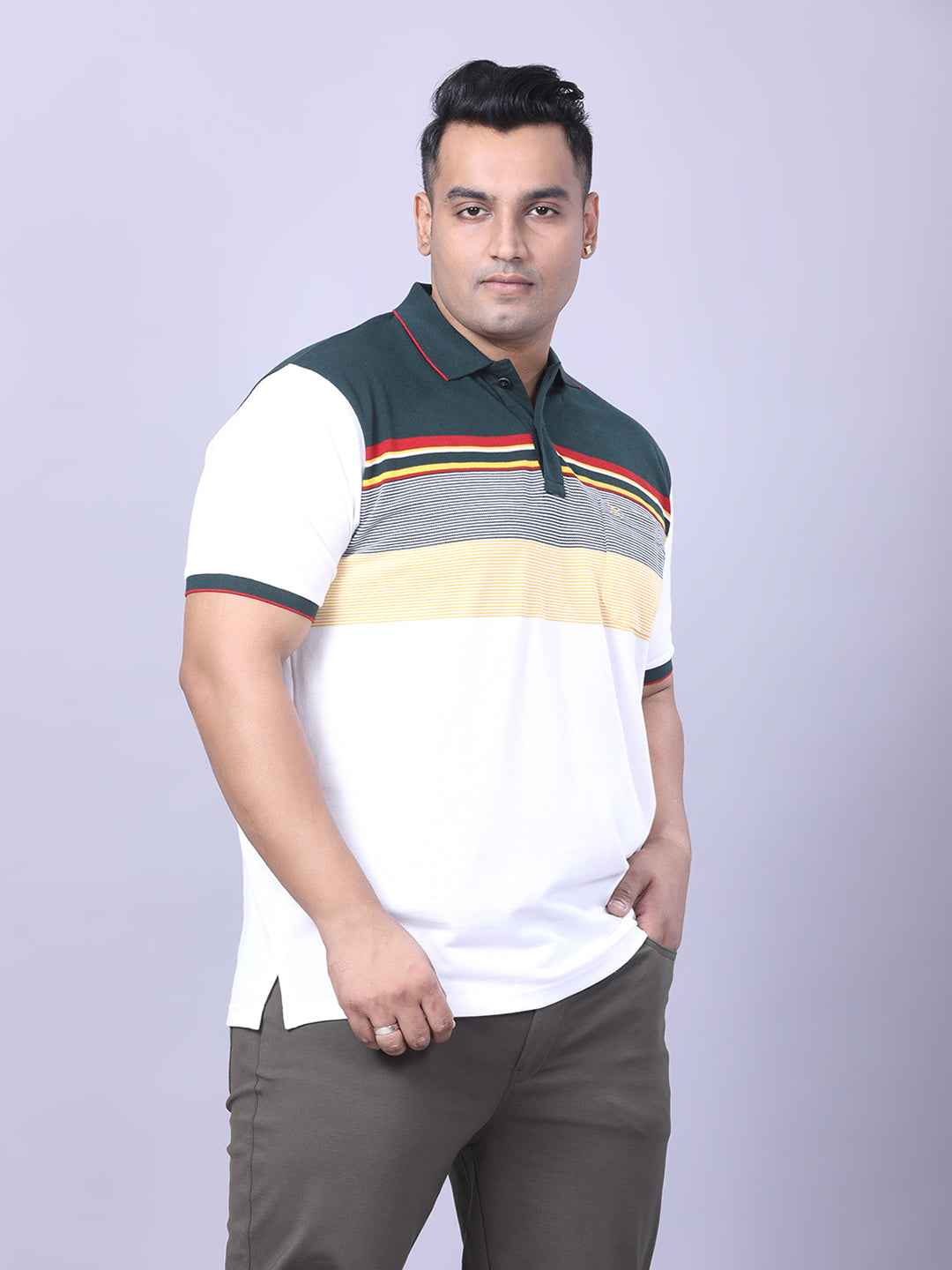 Men’s Plus Size Green Striped T-shirt