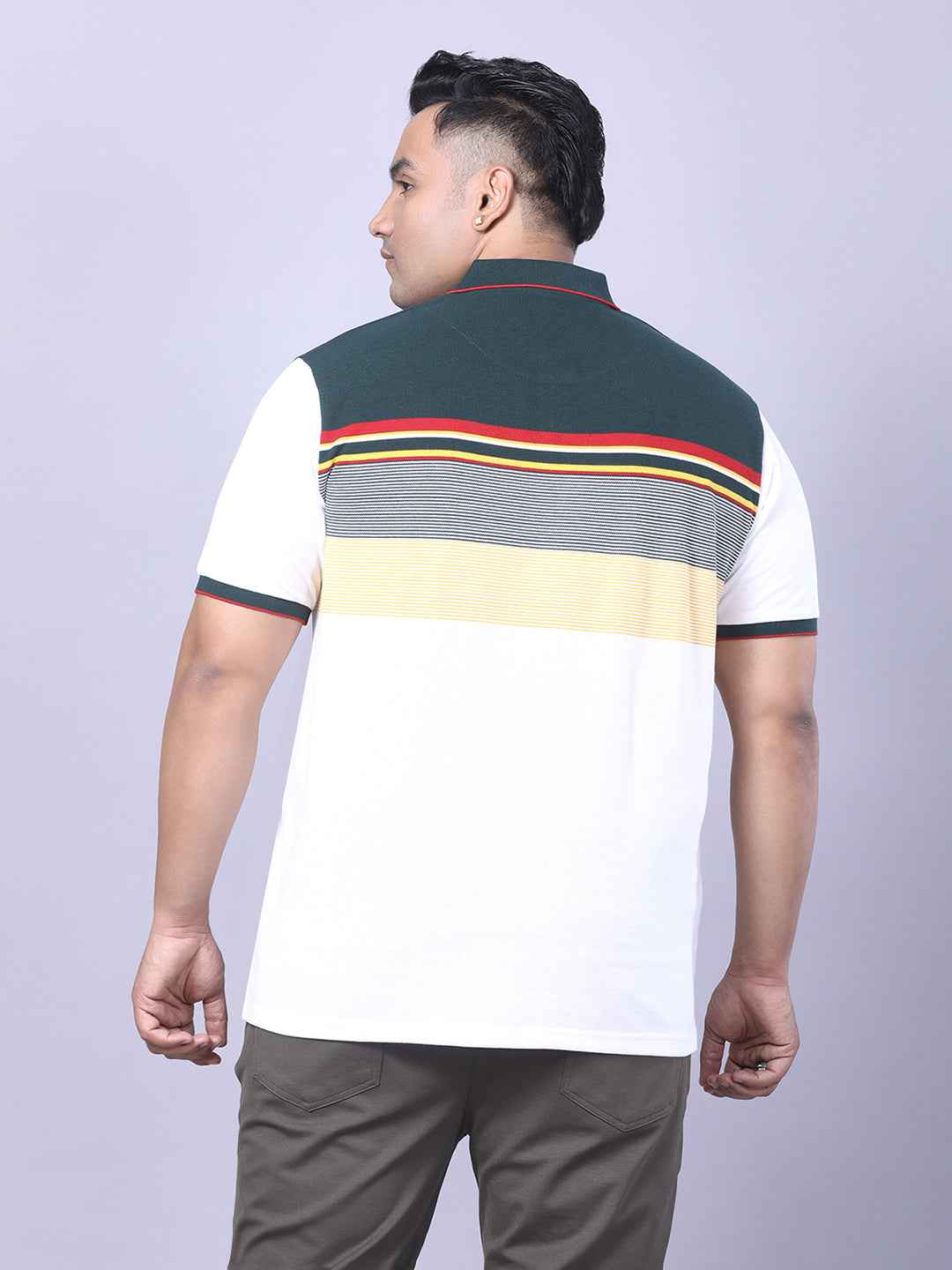 Men’s Plus Size Green Striped T-shirt