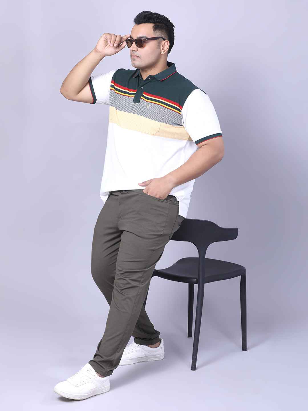 Men’s Plus Size Green Striped T-shirt