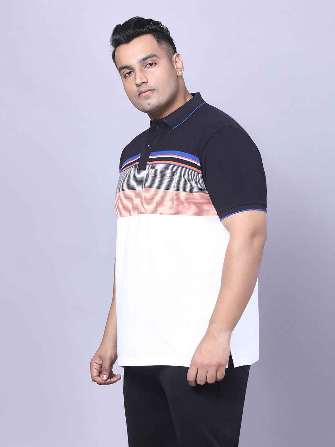 Men’s Plus Size Orange Striped T-shirt