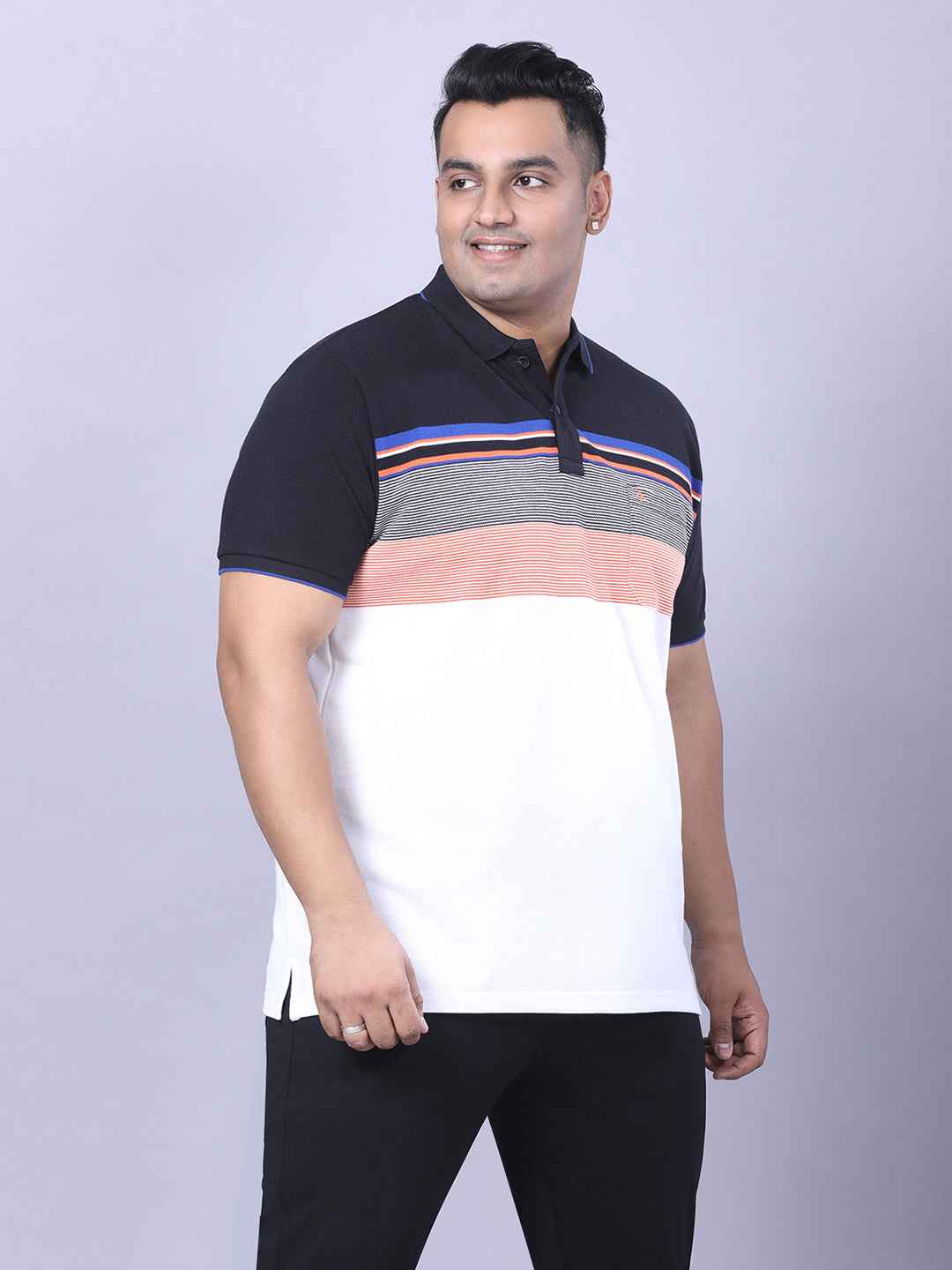 Men’s Plus Size Orange Striped T-shirt