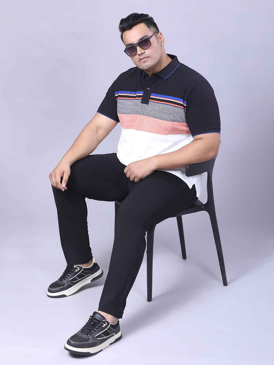Men’s Plus Size Orange Striped T-shirt