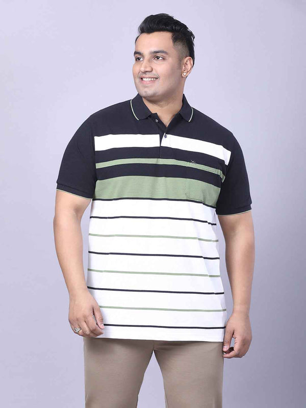 Men’s Plus Size Olive Striped T-shirt