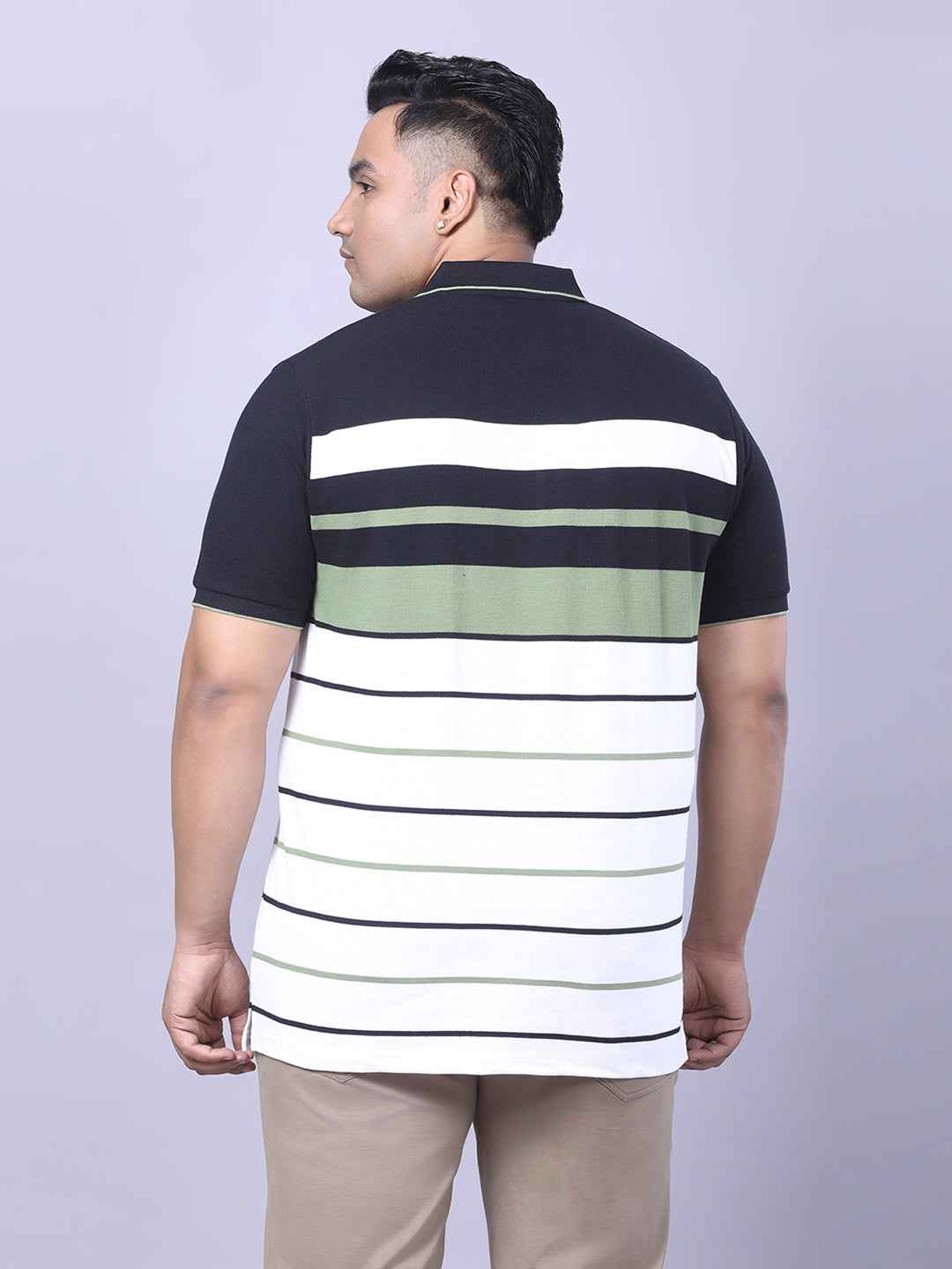 Men’s Plus Size Olive Striped T-shirt