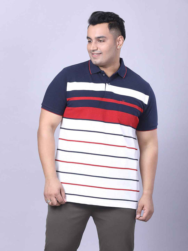 Men’s Plus Size Maroon Striped T-shirt