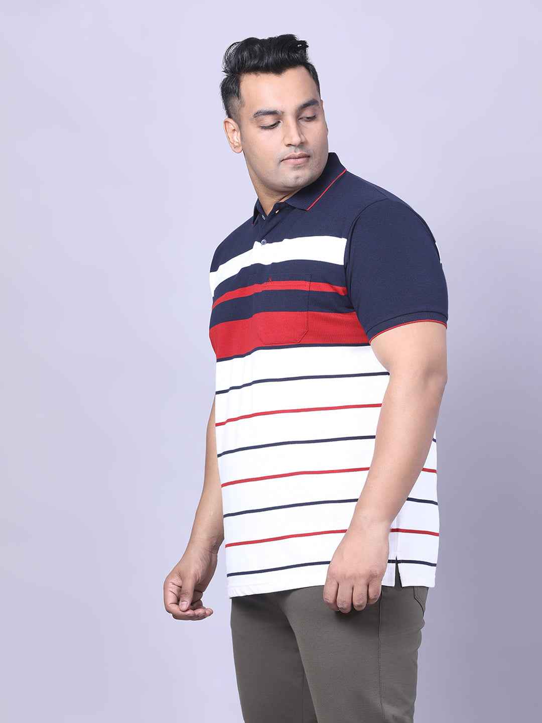 Men’s Plus Size Maroon Striped T-shirt
