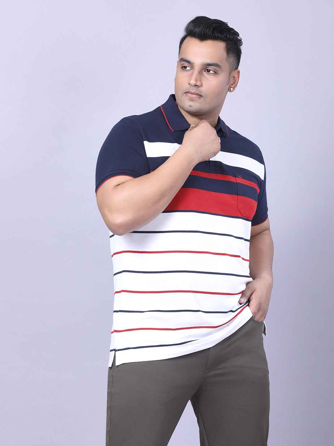 Men’s Plus Size Maroon Striped T-shirt
