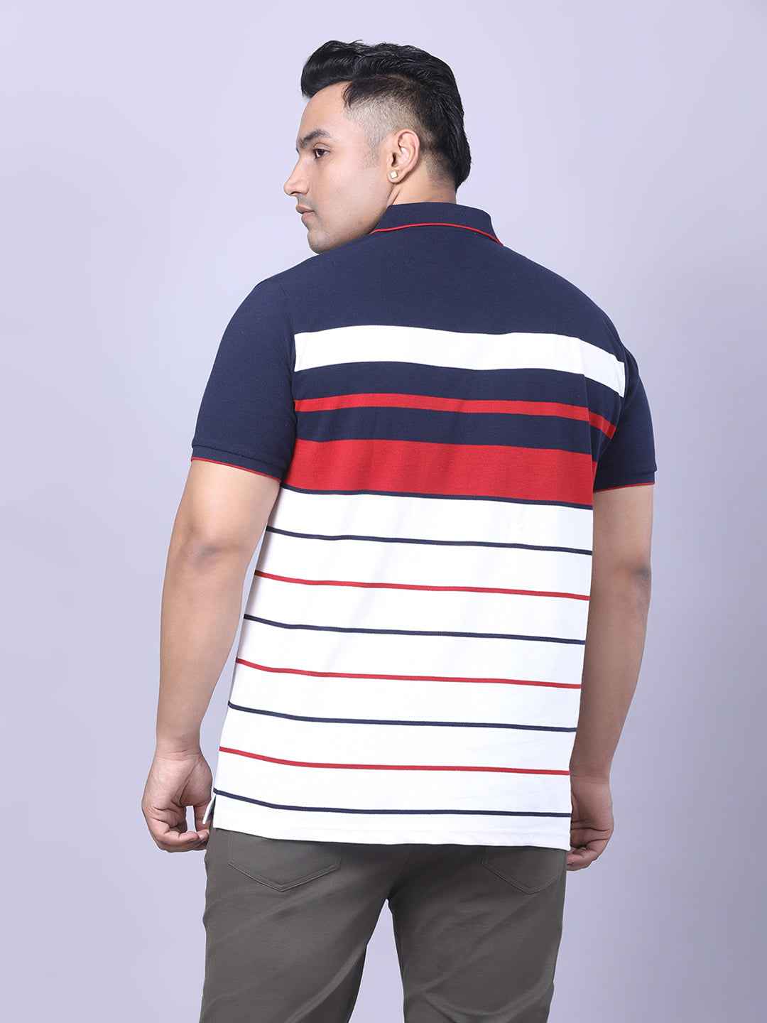 Men’s Plus Size Maroon Striped T-shirt