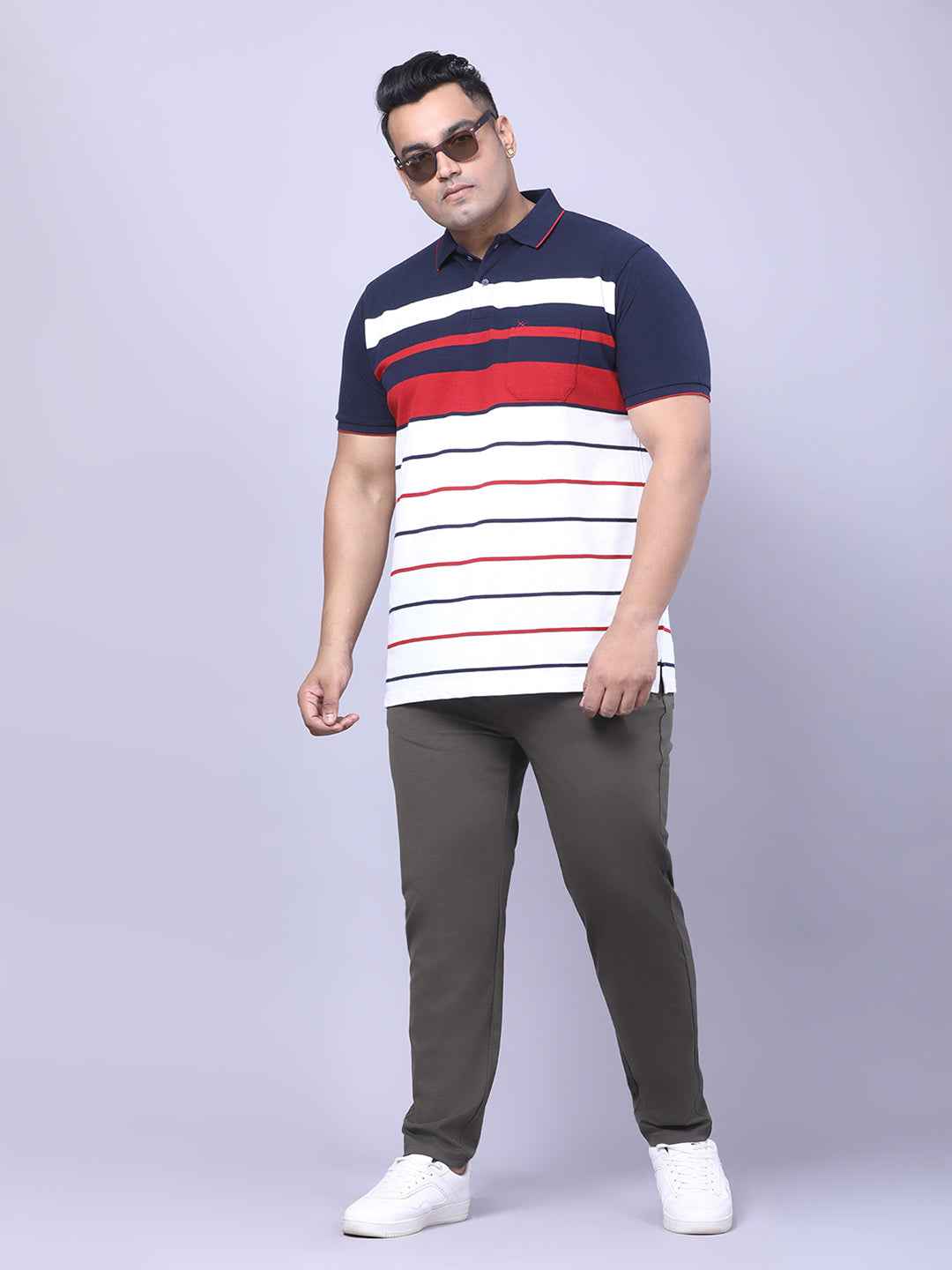Men’s Plus Size Maroon Striped T-shirt