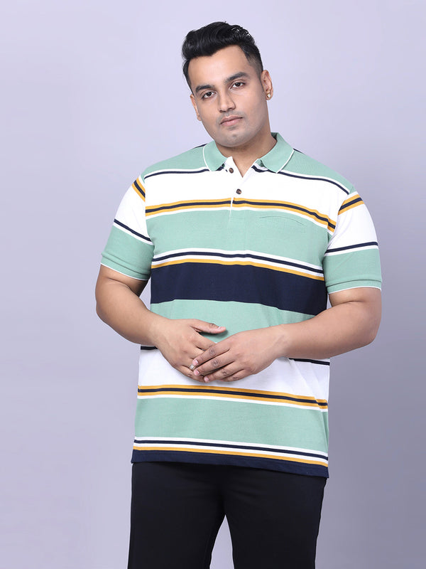 Men’s Plus Size Green Striped T-shirt
