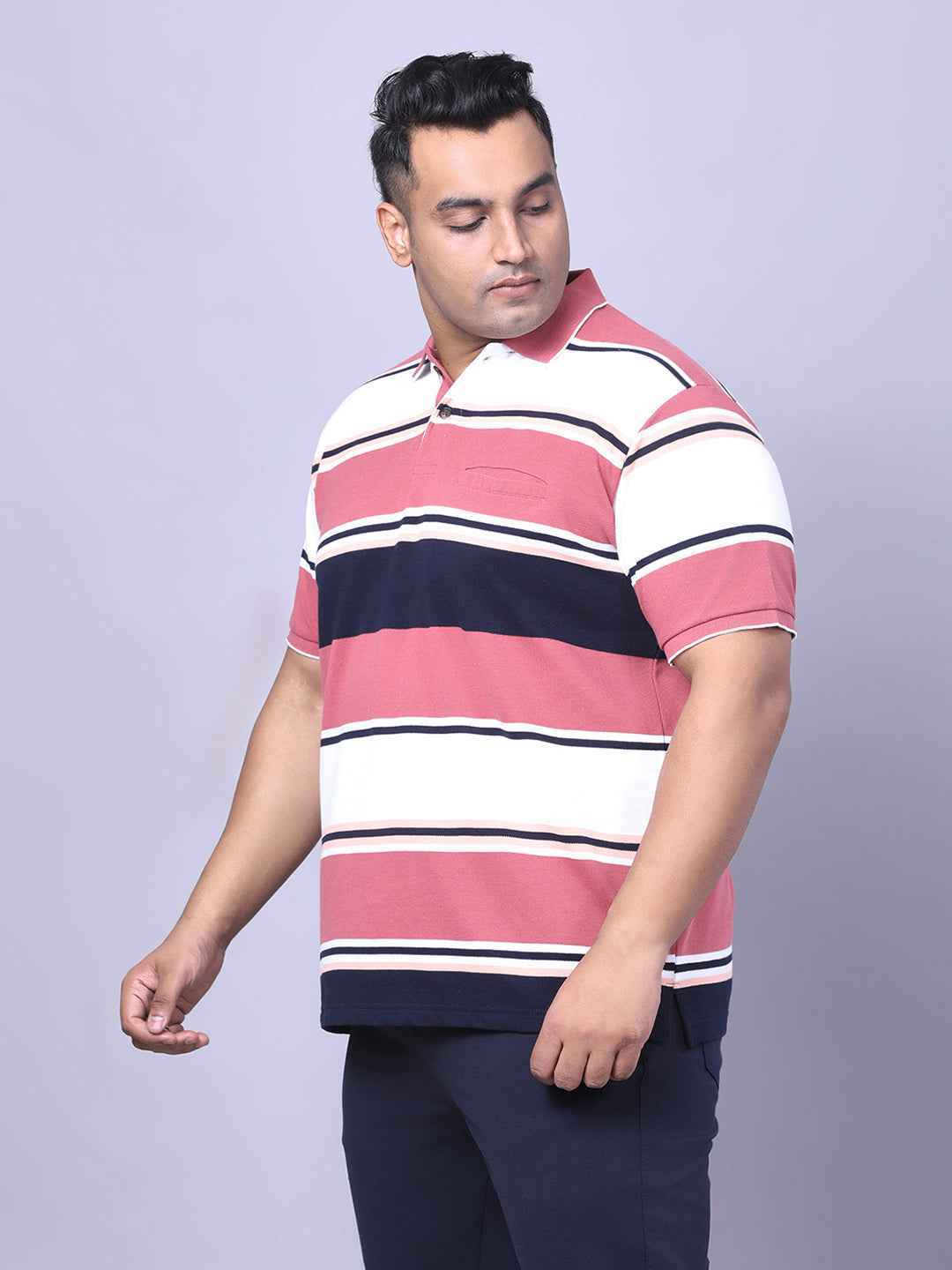 Men’s Plus Size Green Striped T-shirt