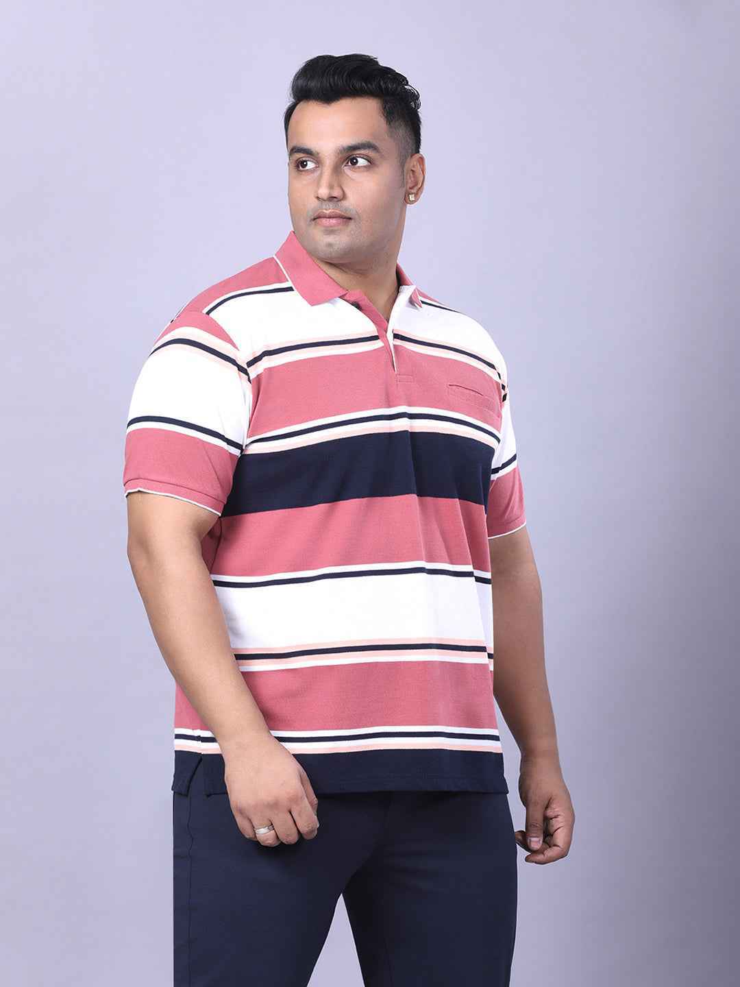 Men’s Plus Size Green Striped T-shirt