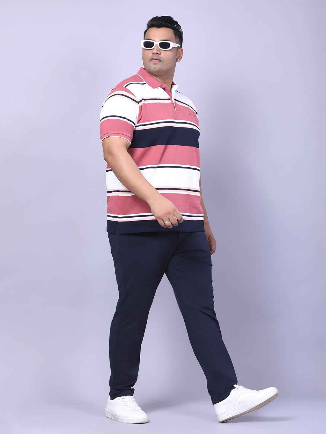 Men’s Plus Size Green Striped T-shirt