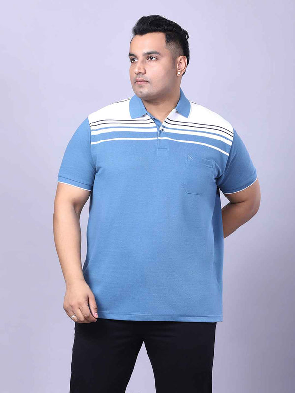 Men’s Plus Size Blue Striped T-shirt