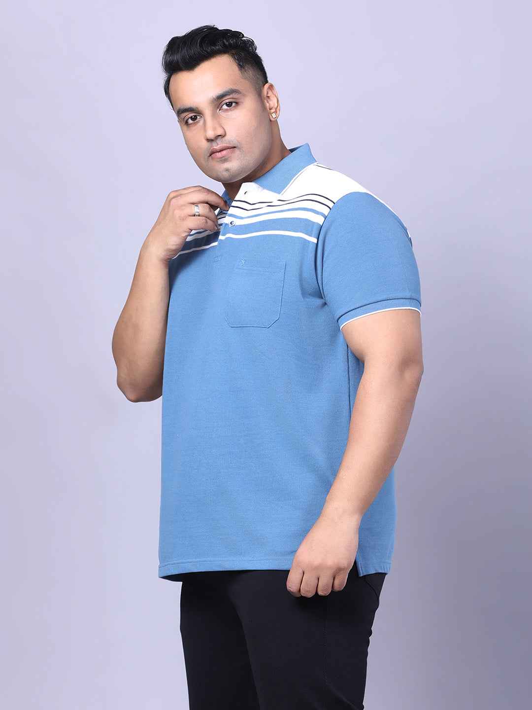 Men’s Plus Size Blue Striped T-shirt