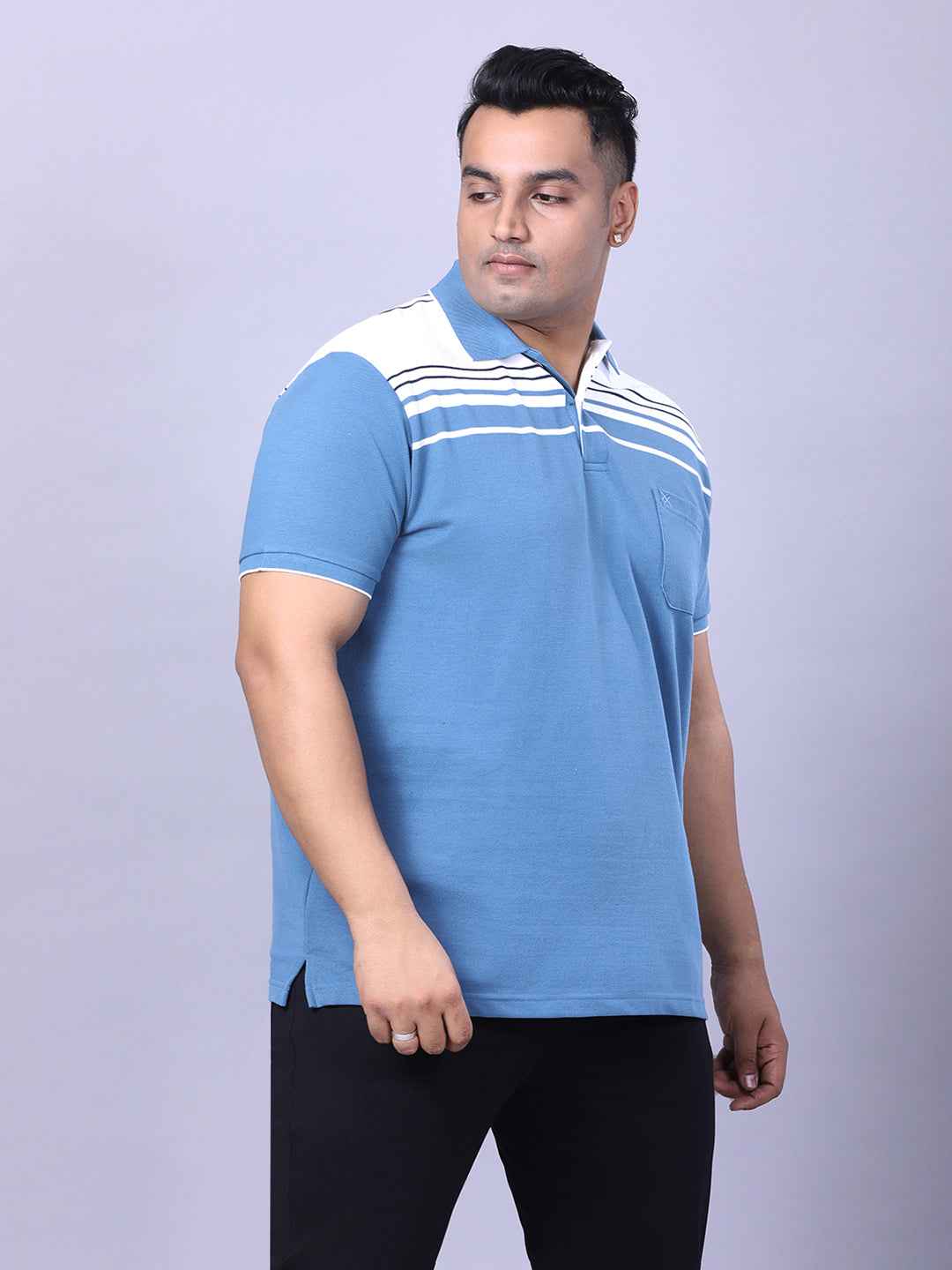 Men’s Plus Size Blue Striped T-shirt