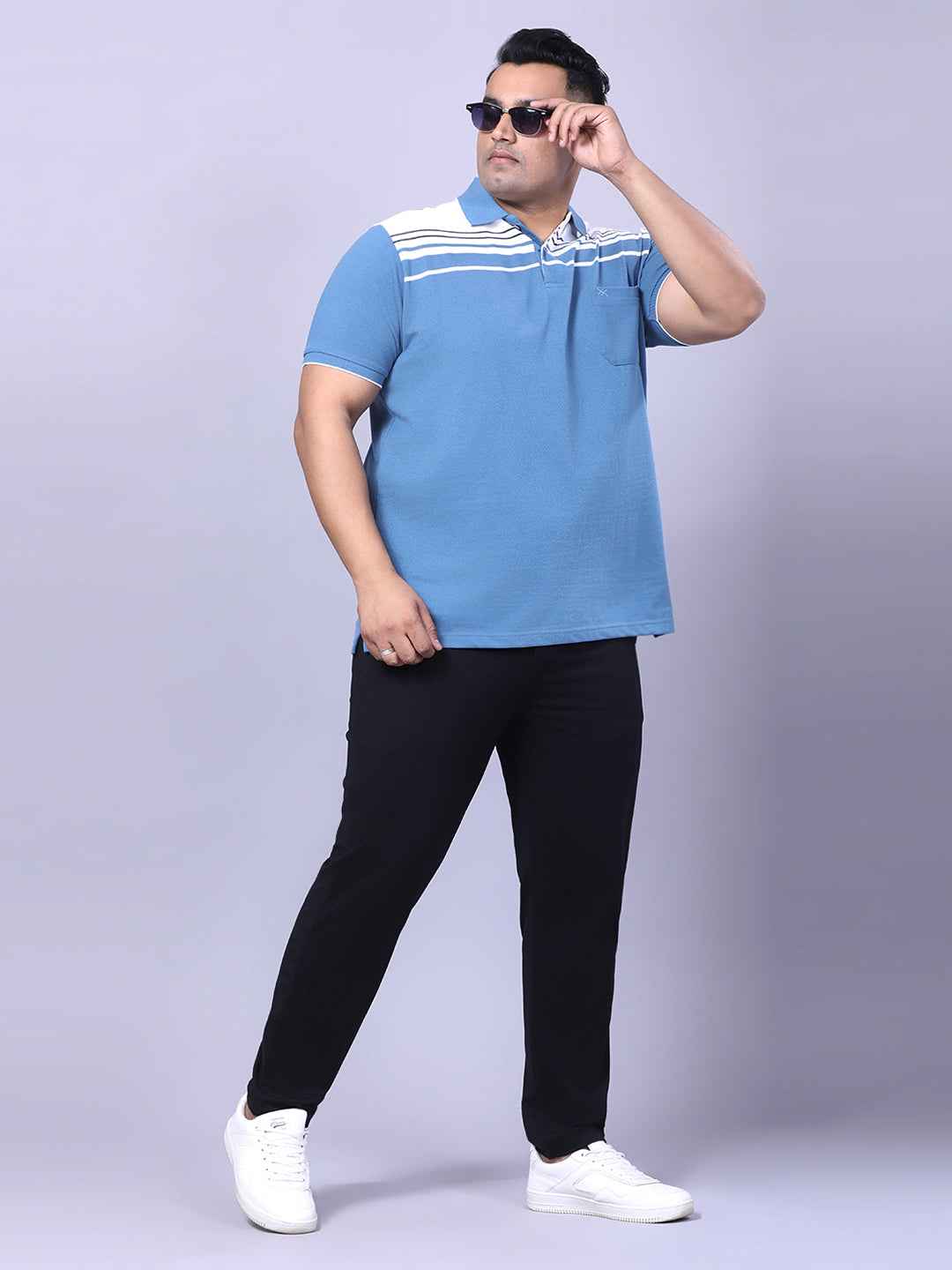 Men’s Plus Size Blue Striped T-shirt