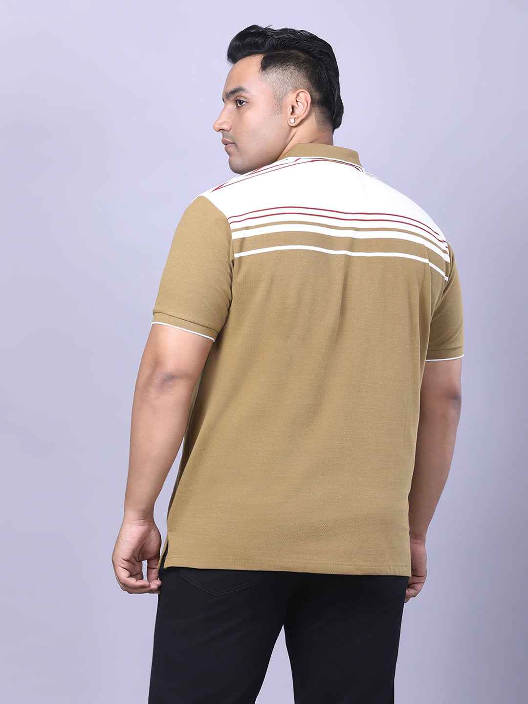 Men’s Plus Size Khaki Striped T-shirt