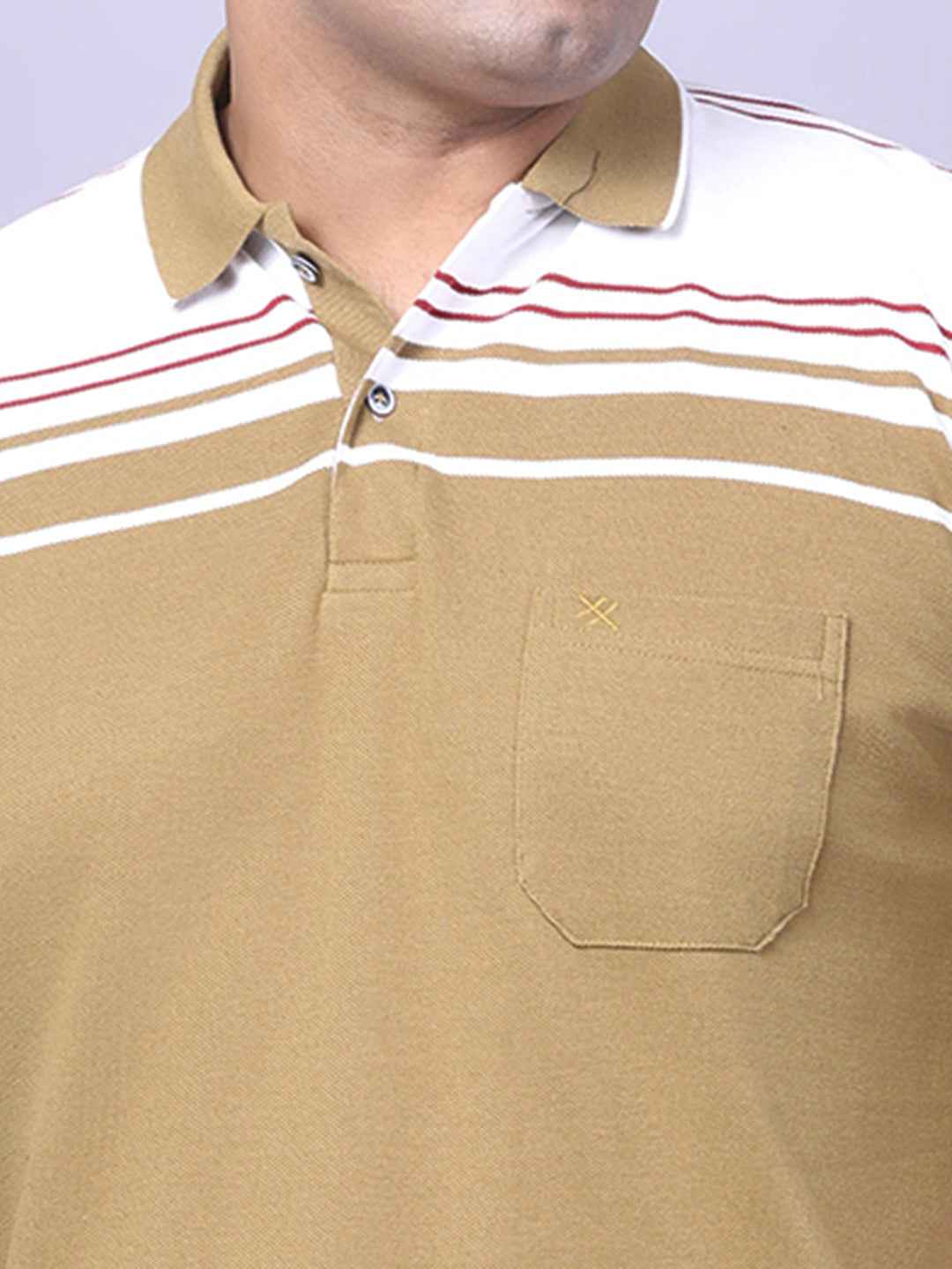 Men’s Plus Size Khaki Striped T-shirt