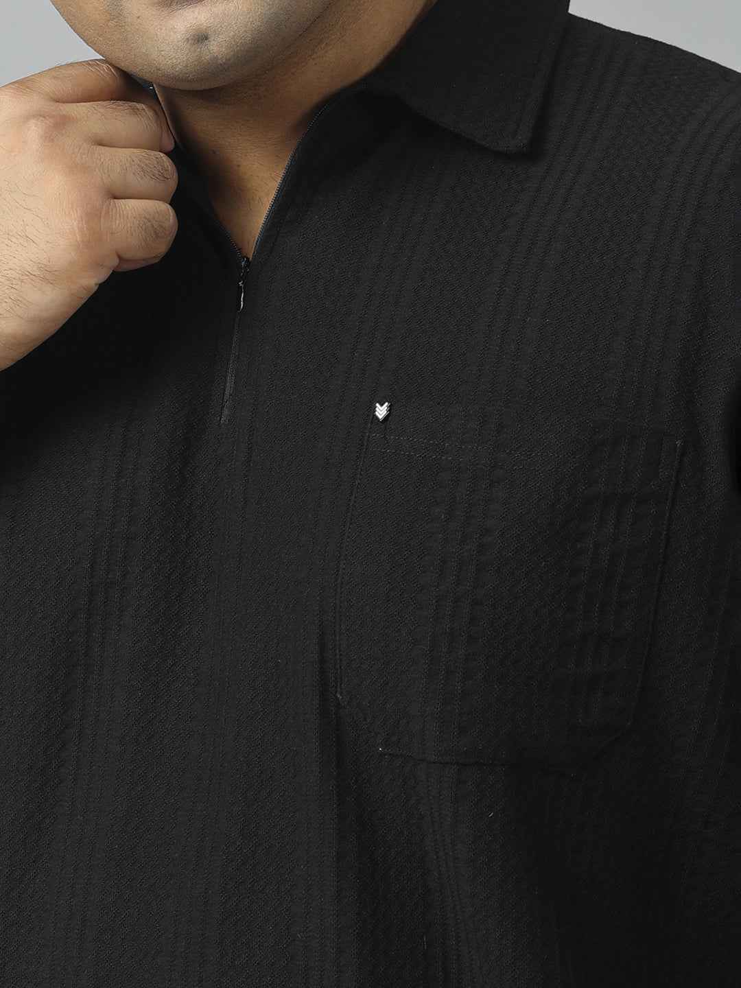Men's Plus Size Half Sleeve Polo Neck T-Shirt with Front Zip Closure, Premium Soft Fabric, Relaxed Fit and Stylish Casual Design Perfect for Daily Wear
