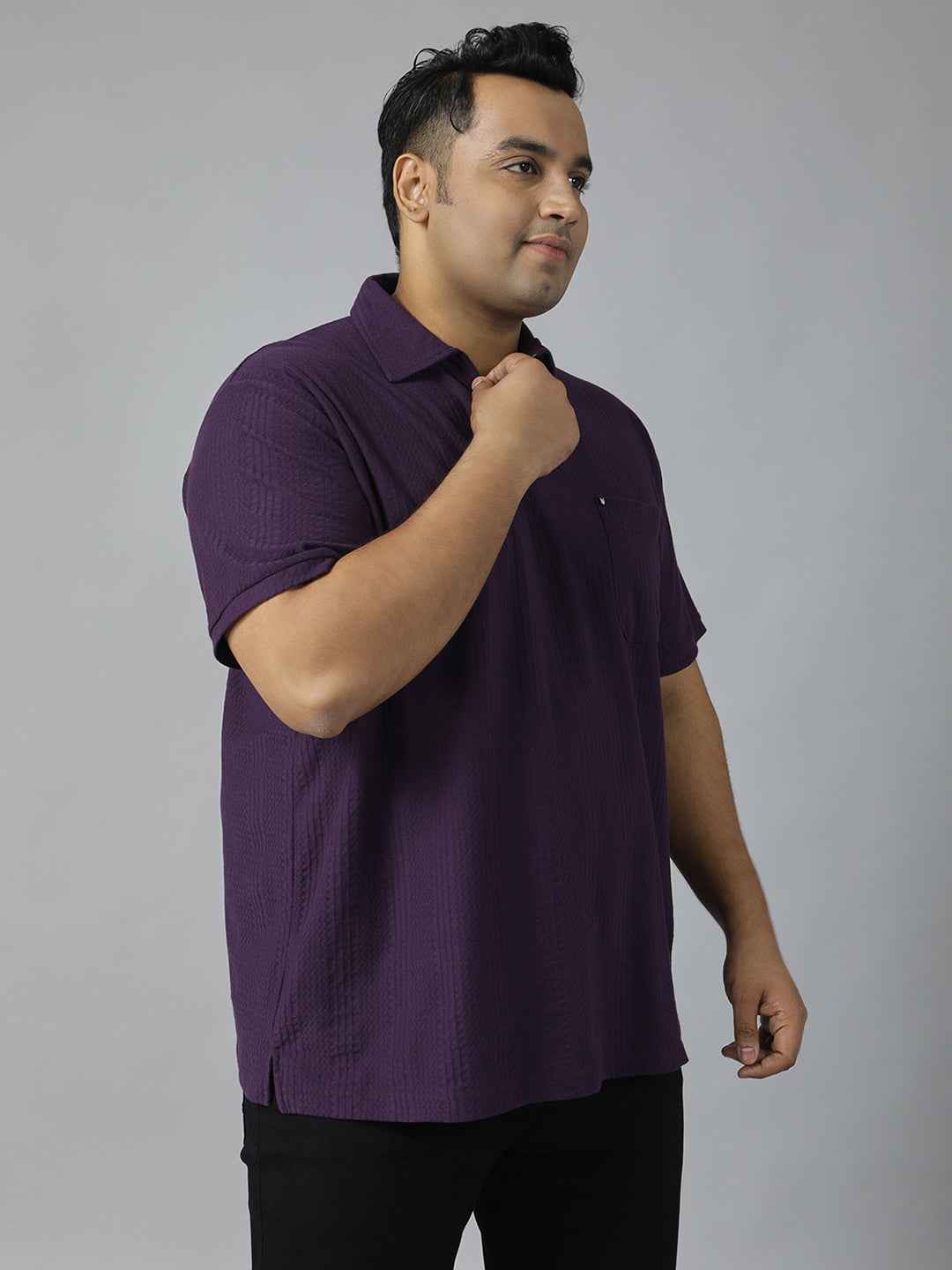 Men's Plus Size Half Sleeve Polo Neck T-Shirt with Front Zip Closure, Premium Soft Fabric, Relaxed Fit and Stylish Casual Design Perfect for Daily Wear