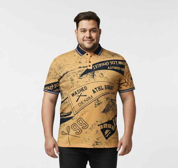 Mens Plus Size Printed Polo T Shirt Casual Half Sleeve Collared T Shirt for Men Stylish Graphic Design Comfortable Soft Fabric Daily Wear Polo Tee Trendy Plus Size Fashion for Men