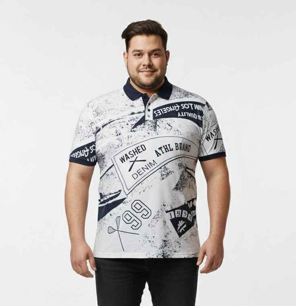 Mens Plus Size Printed Polo T Shirt Casual Half Sleeve Collared T Shirt for Men Stylish Graphic Design Comfortable Soft Fabric Daily Wear Polo Tee Trendy Plus Size Fashion for Men