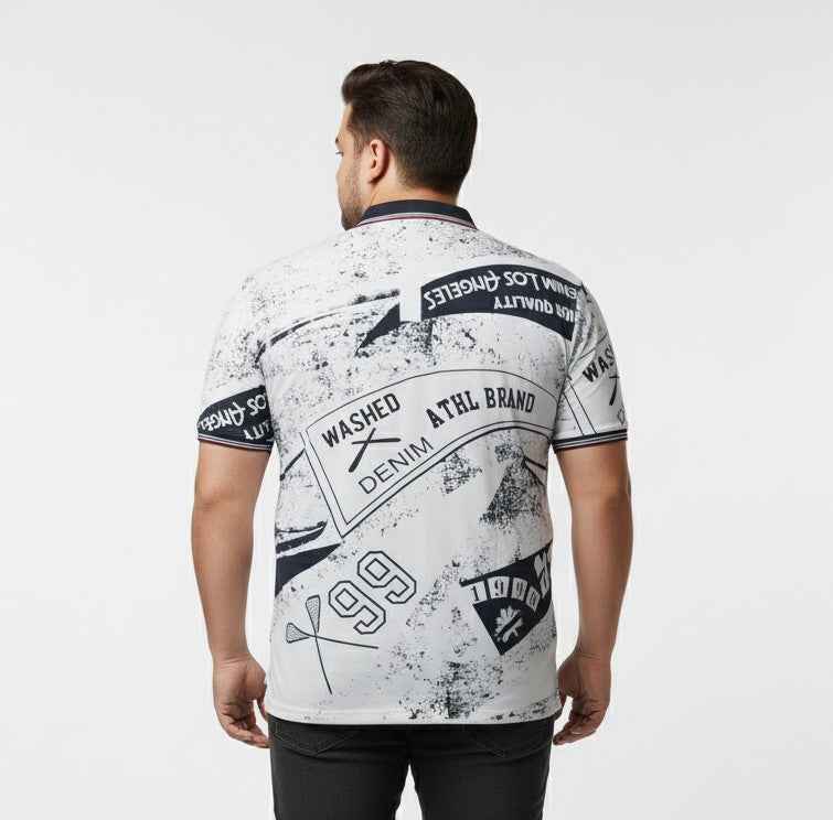 Mens Plus Size Printed Polo T Shirt Casual Half Sleeve Collared T Shirt for Men Stylish Graphic Design Comfortable Soft Fabric Daily Wear Polo Tee Trendy Plus Size Fashion for Men